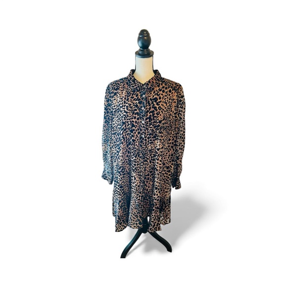 NWT Tuckernuck Leopard Velvet Burnout Callahan Shirt Dress XXL - Picture 2 of 7
